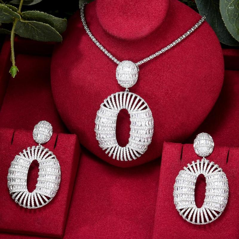 

Necklace Earrings Set Soramoore Trendy Big Round Pendant Jewelry Ladies Women Wedding Fine Super Design Fashion, Picture shown