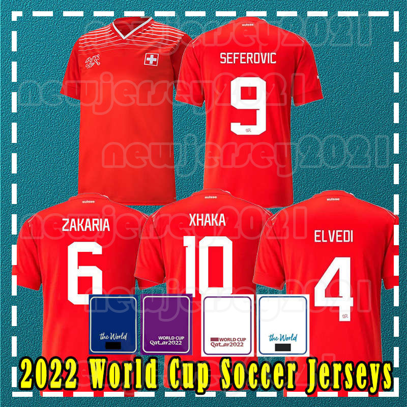 

Switzerland Soccer Jersey Red Men national team 22-23 XHAHA EMBOLO OKAFOR SOW SHAQIRI ELVEDI SEFEROVIC OMLIN FREULER ZAKARIA home away football Shirt uniforms, Men jersey+patch(rui shi)