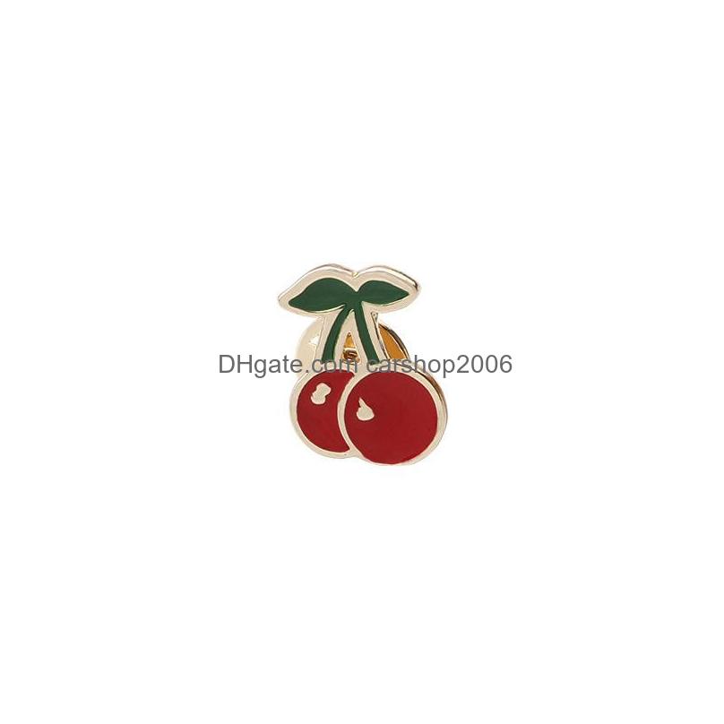 

Pins Brooches Cute Cartoon Fruit Shape Cherry Brooch Pins Funny Enamel Brooches For Girls Gift Jewelry Badges Bag Clothes Accessori Dhde3