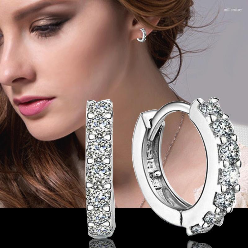 

Hoop Earrings 925 Silver Simple Fashion Single Row Zircon For Women & Men'S Jewelry Gifts Wholesale