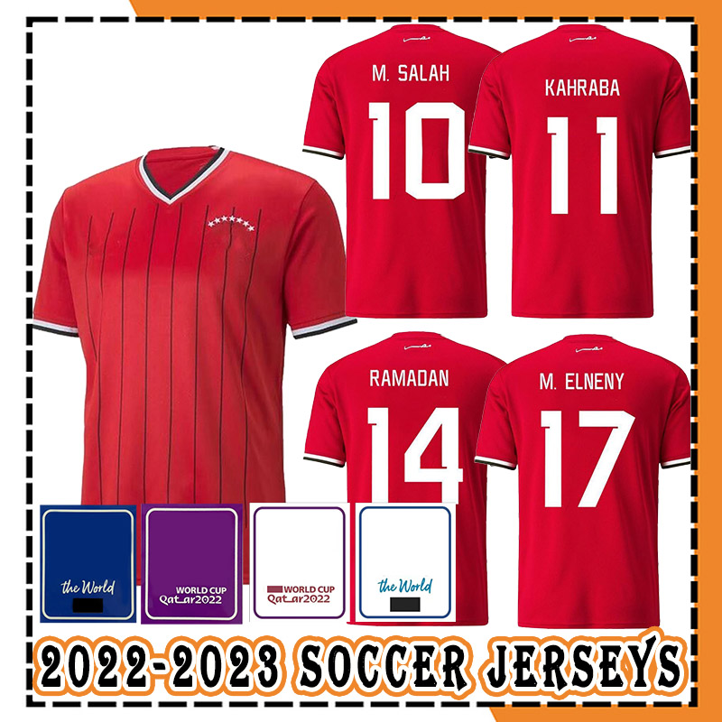 

2022 World Cup Egypt Soccer Jerseys 22-23 national team Red TREZEGUET M. ELNENY M. SALAH RAMADAN KAHRABA A. HEGAZI Football Uniforms Men Size -XXL, Men jersey(ai ji)