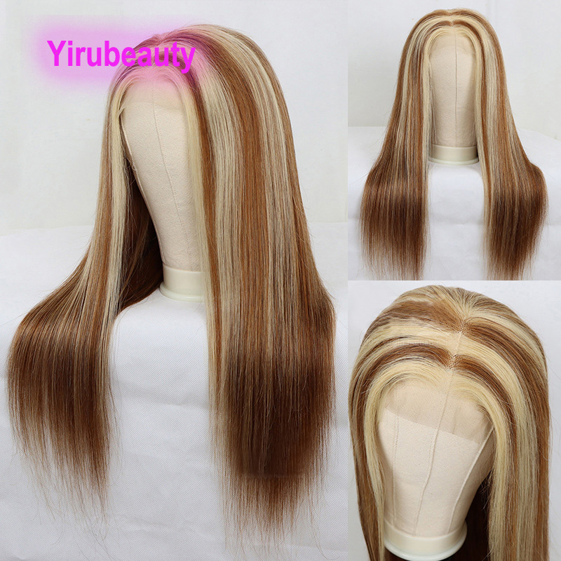 

Brazilian Human Hair Peruvian Indian Raw Virgin Hair 13X4 Lace Front Wig P8/27 Color Straight 150% 180% 210% Density 8 27 Piano Color 10-32inch, P8/27 150%density