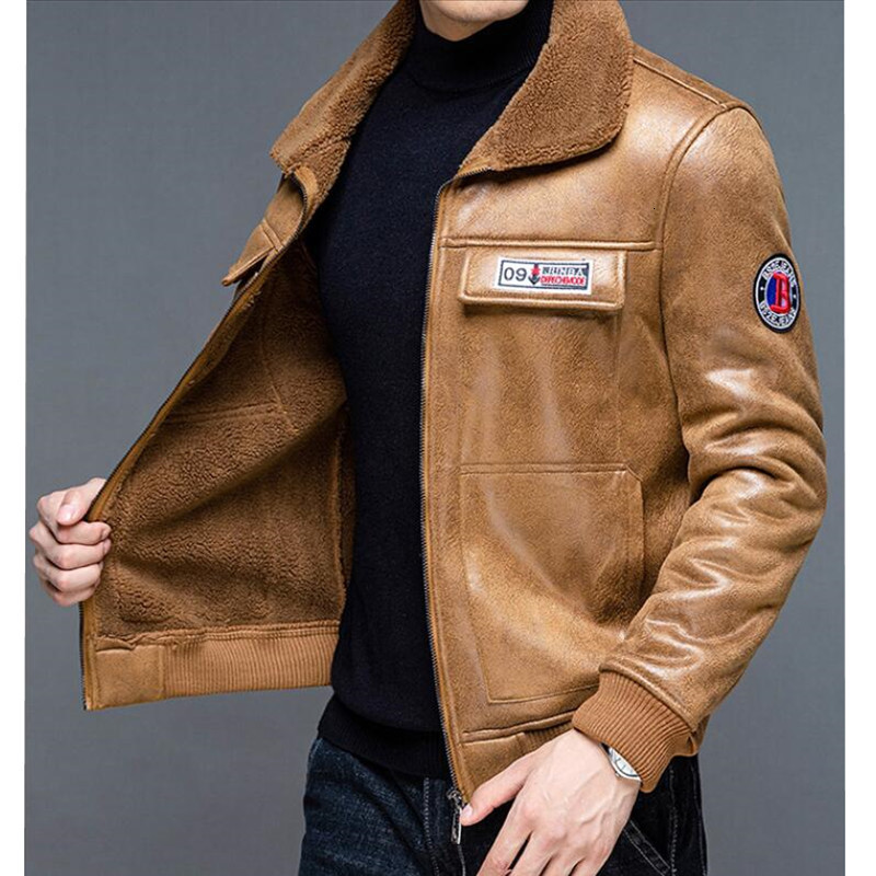 

Men's Jackets Embroidery Biker Coat Mens Leather Zipper Fleece Motorcycle Autumn Winter Casual Faux PU M-4XL 221128, Black