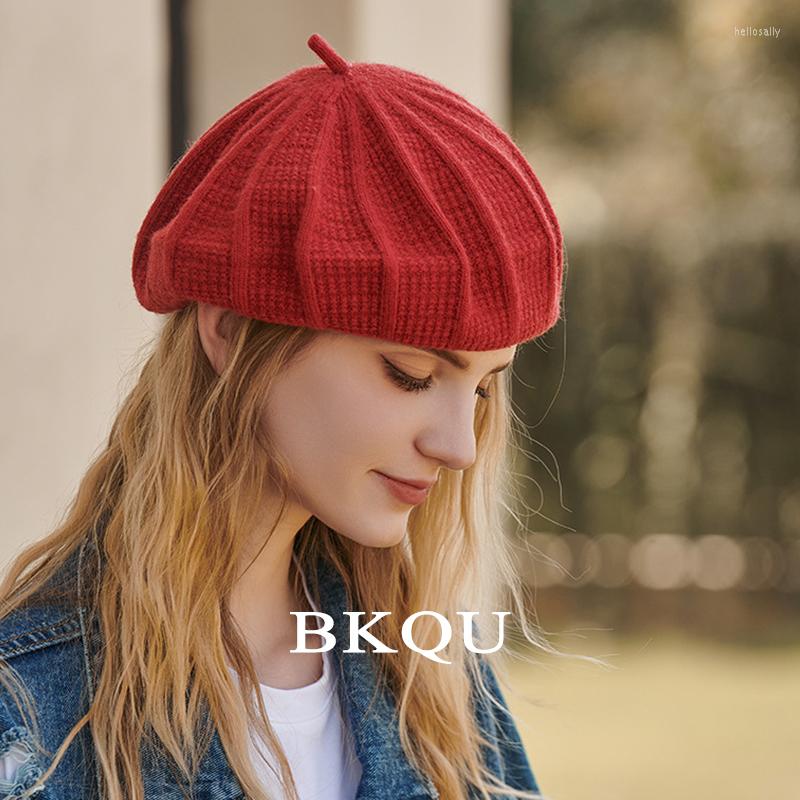 

Berets Women's Beret Artist Female Fashion All-match Casual Knitting For Girls Winter Painter Octagonal Hats Warm Pumpkin, White