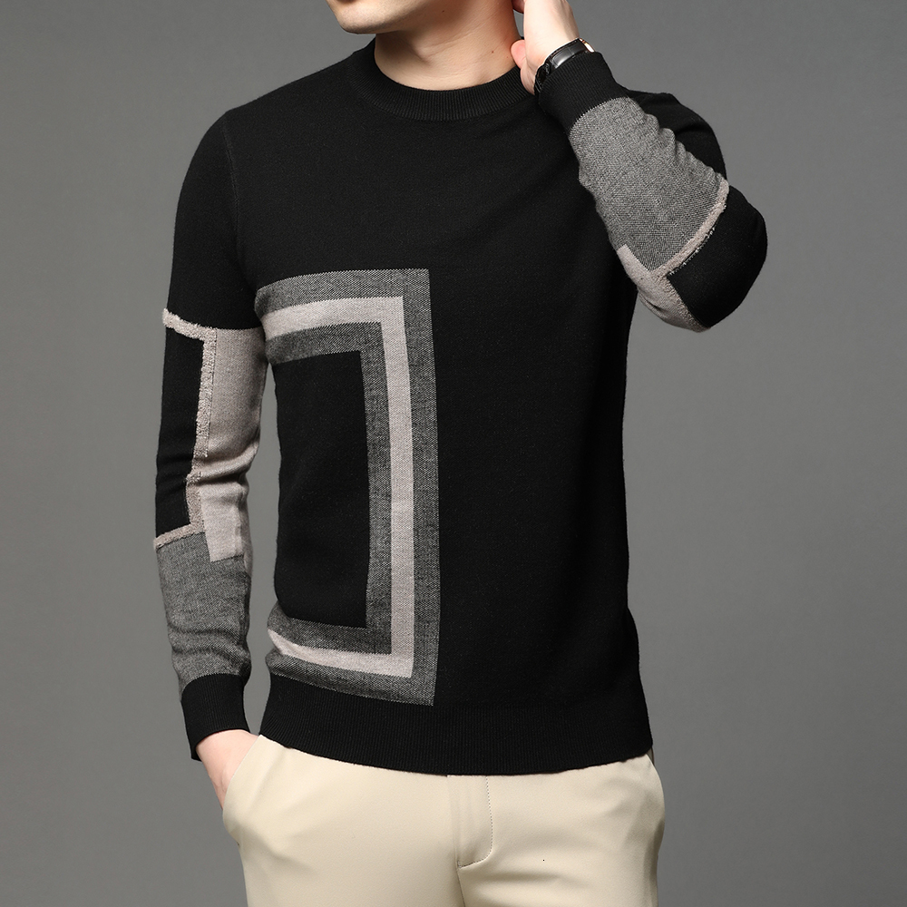 

Men's Sweaters Fashion High End Designer Brand Mens Knit Black Wool Pullover Sweater Crew Neck Autum Winter Casual Jumper Mens Clothes 221128, Khaki