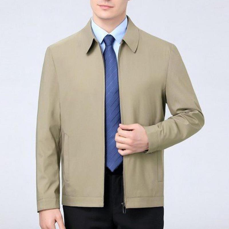 

Men's Jackets Brand Business Men's Jacket Casual Coats Turn Down Collar Zipper Office Outerwear For Men 2022 Chaquetas Hombre, Black
