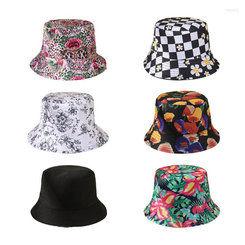 

Berets Adult Unisex Bucket Hat Cotton Fisherman Sun Cap Summer Beach Fishing Caps Fashion Women Man, Style 1
