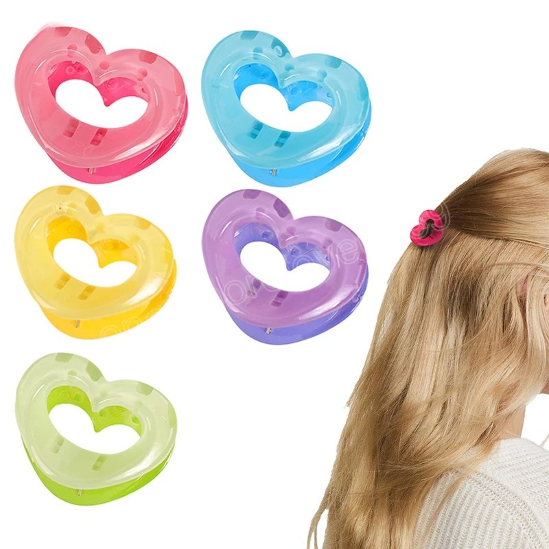 

Acrylic Heart-shaped Hair Claws Candy Color Transparent Hair Clip Ponytail Clips DIY Love Small Hair Accessories