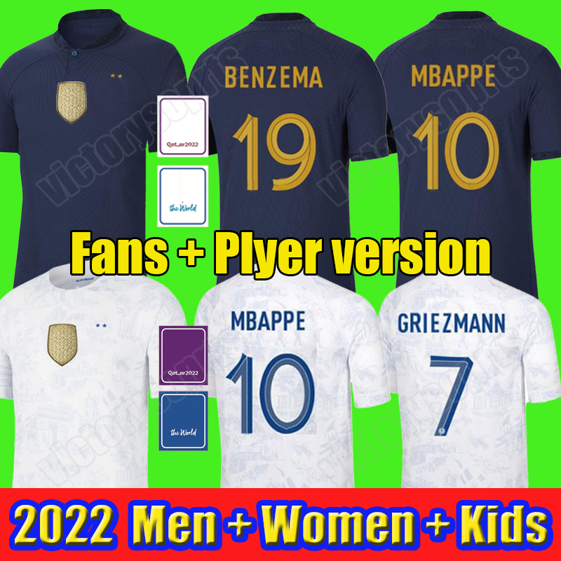 

2022 Maillots de football Soccer Jerseys French BENZEMA Football shirts MBAPPE GRIEZMANN POGBA kante maillot foot kit top shirt hommes enfants MEN woman kids set, 2022 home