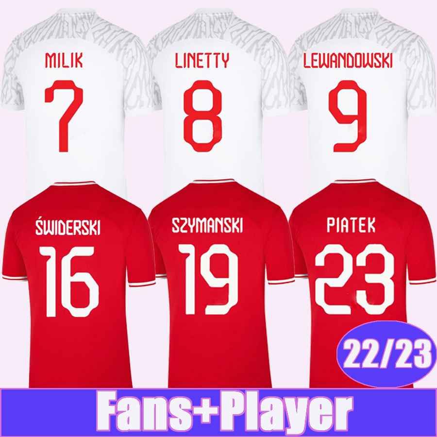 

22 23 PoLANds Fans Mens Soccer Jerseys MILIK LEWANDOWSKI GROSICKI SWIDERSKI SZYMANSKI ZIELINSKI ZALEWSKI PIATEK Home Away Player Version Football Shirt, Qm11494 22 23 away no patch