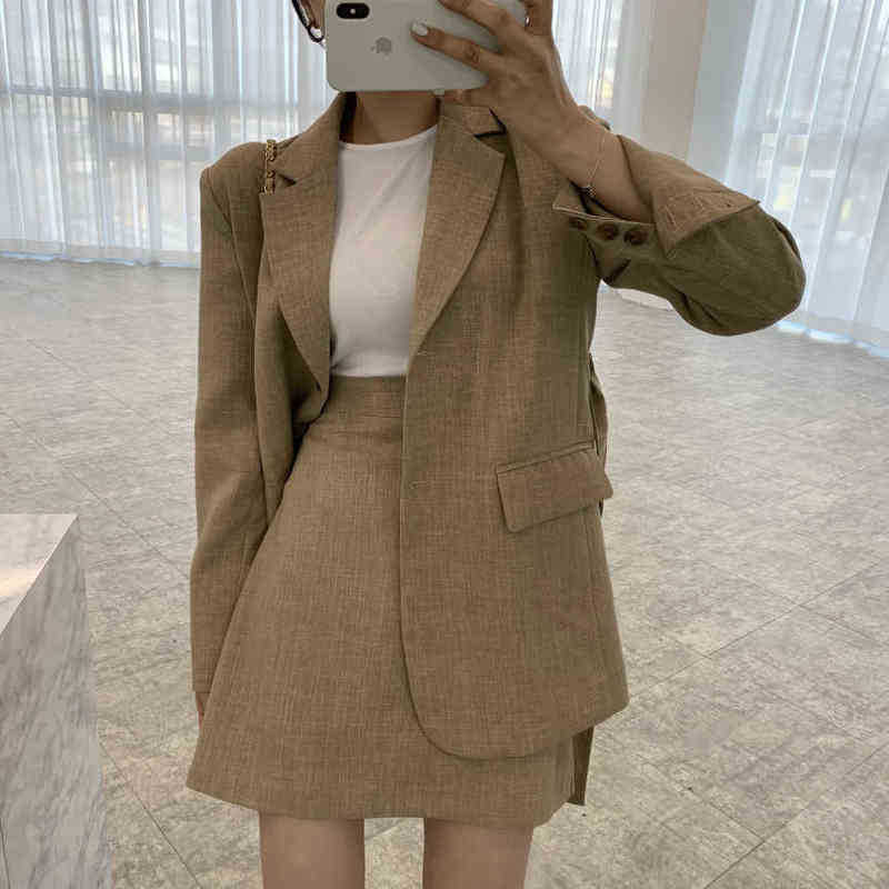 

Women's Spring Two Piece Set Vintage Long Sleeves LaceUp Jacket High Waist Aline Mini Skirt Fits vintage 2 Piece Outfits J220813, Picture color set
