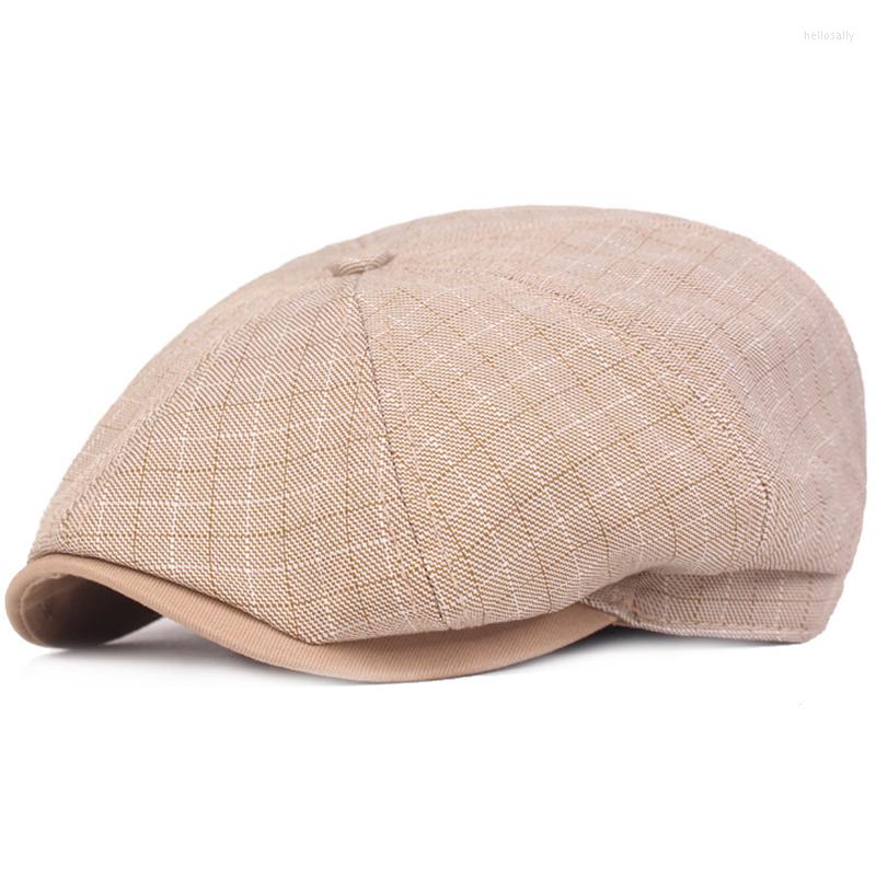 

Berets Men Sboy Hat Linen Octagonal Cap Summer Casual Khaki Cotton Gatsby Driver Beret Brand Ladies Flat Checkered Duckbill Caps, Silver grey(5)