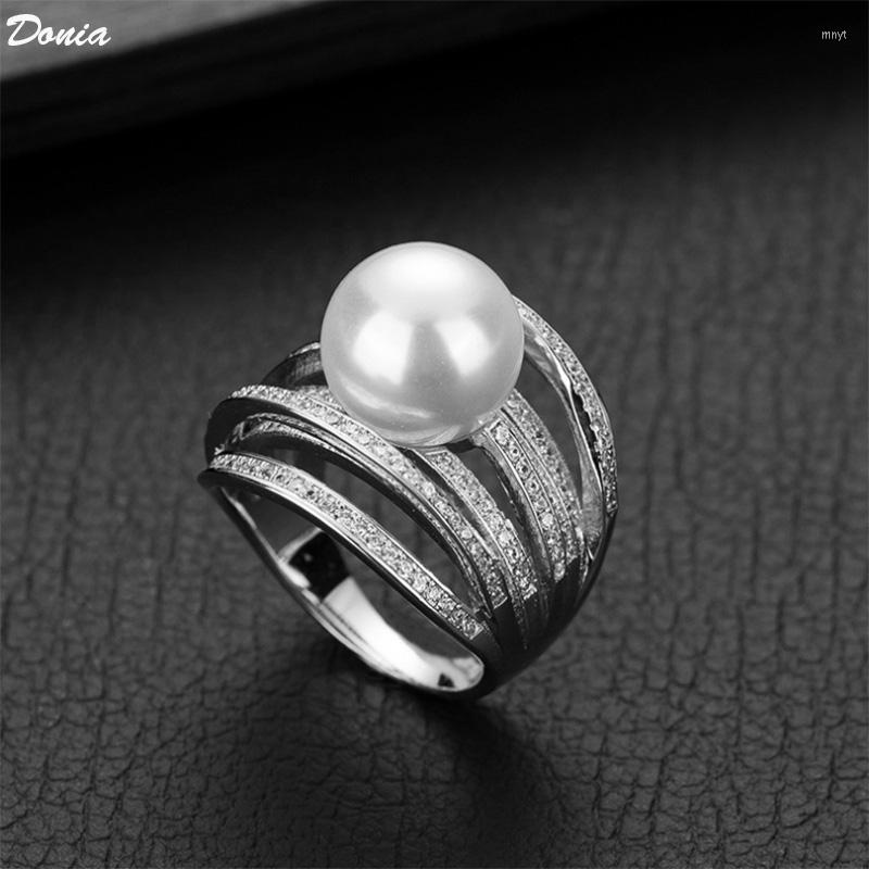 

Necklace Earrings Set Donia Jewelry European And American Fashion Zircon Ring Korea Pearl Shehua Accessories Round Closed Female Finger, Picture shown