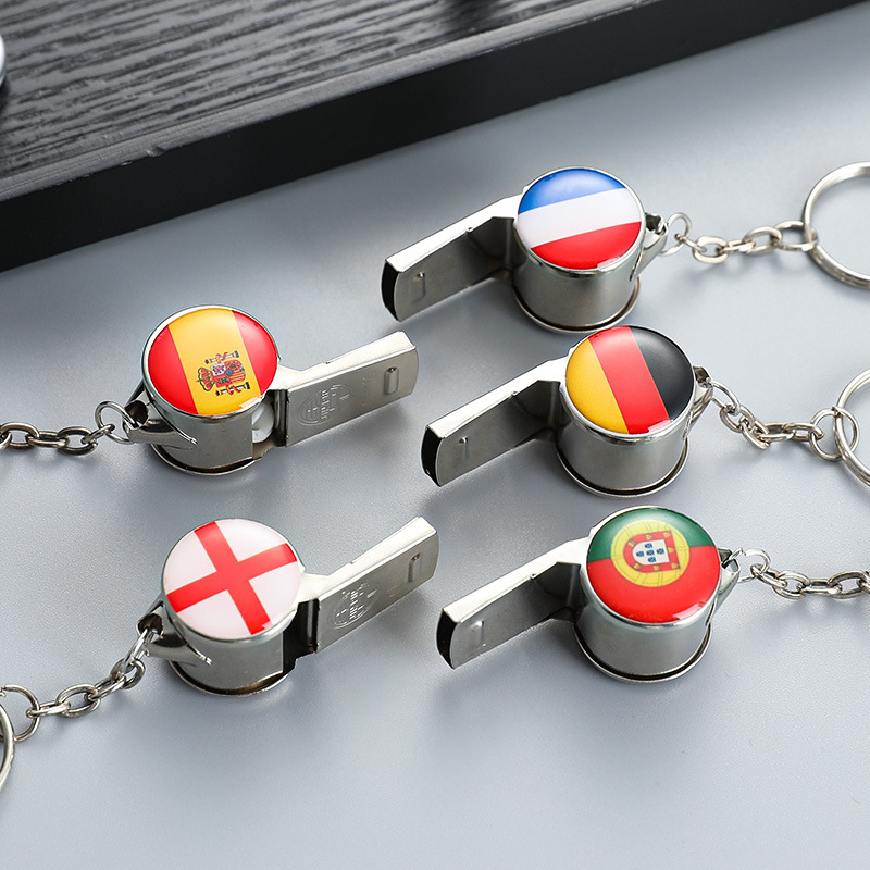 

Collectable 2022 Qatar World Cup fan supplies Germany Portugal coach whistle keychain small gift souvenirs