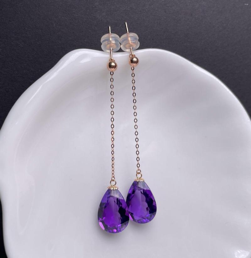 

Stud Earrings Shilovem 18K Yellow Gold Piezoelectric Amethyst Fine Jewelry Trendy Gift Plant Women 9 13mm Myme09132221z