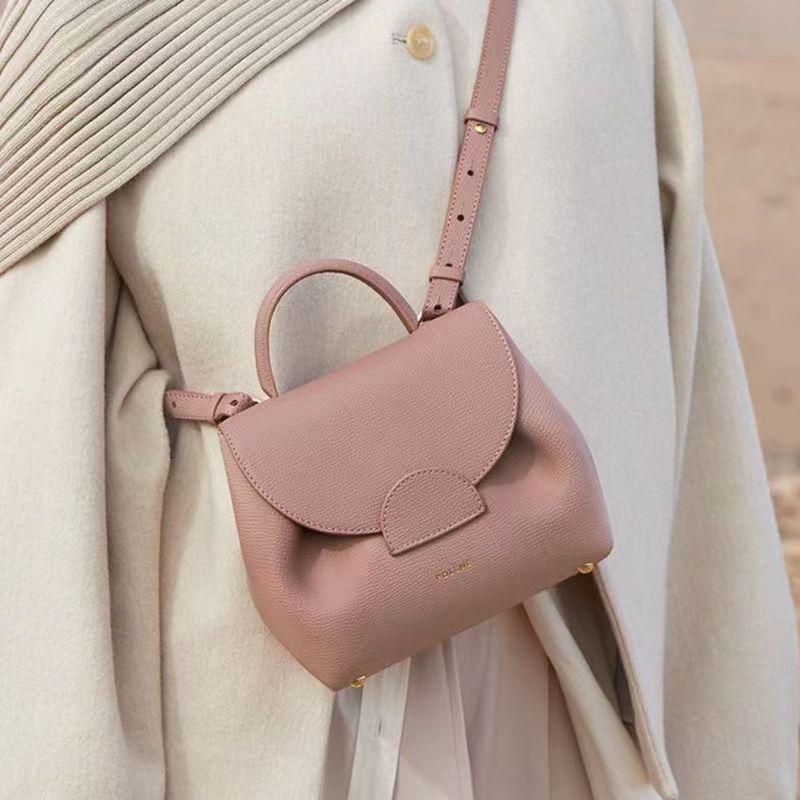 

New Polene Bag Number One Nano Polene bags women's French design light luxury single shoulder crossbody bags Smiley face bag leather portable female bag, Smooth5