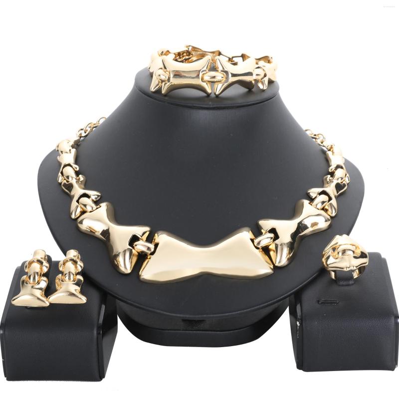 

Necklace Earrings Set Yoomuna Italian Gold Jewelry Beautiful Unique Wedding Women Dinner, Picture shown