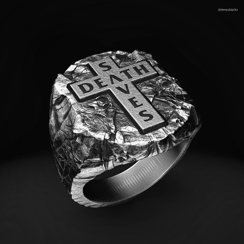 

Wedding Rings Us Size Cross Death Saves Signet Ring Men Finger Punk Hip Hop For Boyfriend Male Stainless Steel Jewelry Creativity Gift