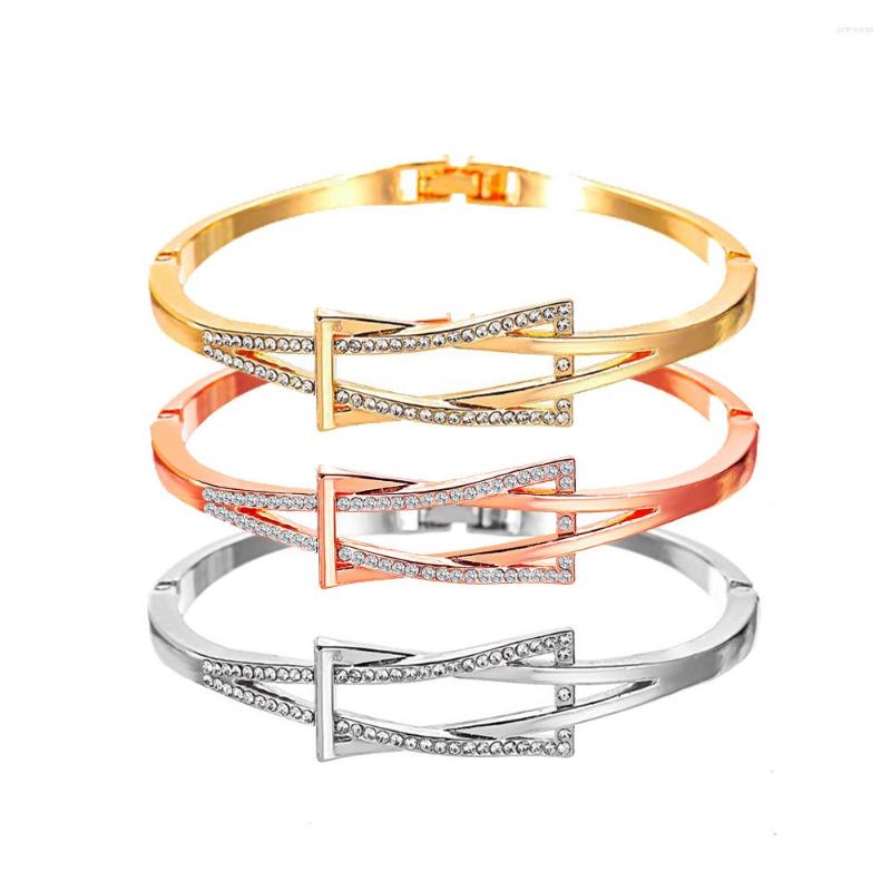 

Bangle 2022 Fashion Simple Punk Metal Geometric Cross Knotted Diamond Ladies Bracelet Charm Jewelry Gift