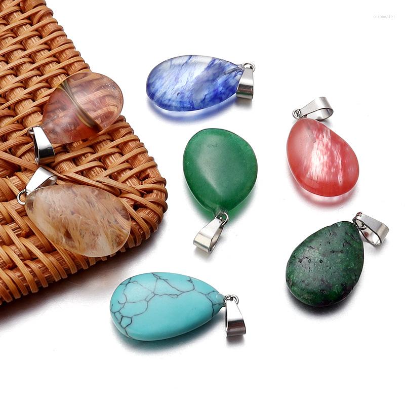 

Pendant Necklaces 10pcs/Lot Natural Stone/Opal/Turquoise/Crystal Water Drop Shape Make Charming DIY Necklace Earring Accessories