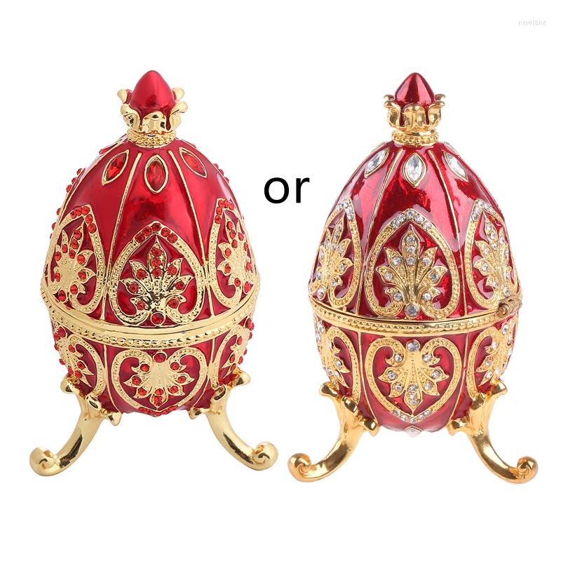 

Jewelry Pouches Egg Ornament Easter Unique Royal Style Box Diamante Rhinestone Trinket Display Home Decor Craft Gift