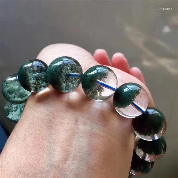 

Strand Natural Green Phantom Ghost Quartz Crystal Bracelet 15mm 5A