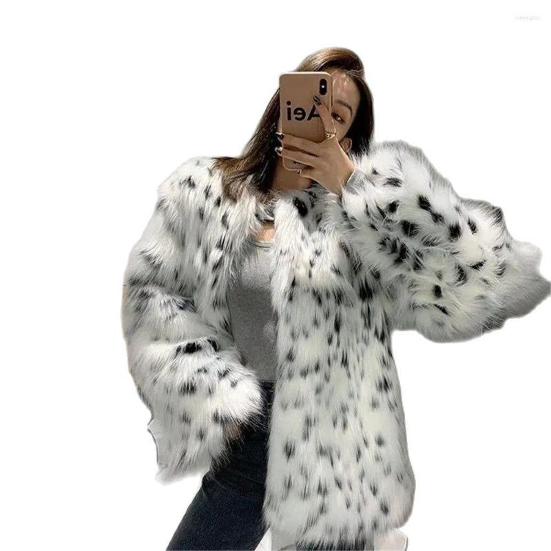 

Women' Fur Jackets Women' Faux Coats Leopard Imitation Mink Large Size Long Coat Female Lambswool Vintage Ladies