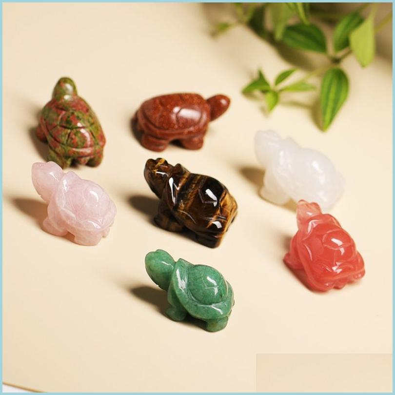 

Stone Stone Loose Beads Jewelry 1.5 Natural Tortoise Statue Healing Crystal Quartz Hand Carved Sea Turtle Figurine Reiki Gem Dhgarden Dhfuj