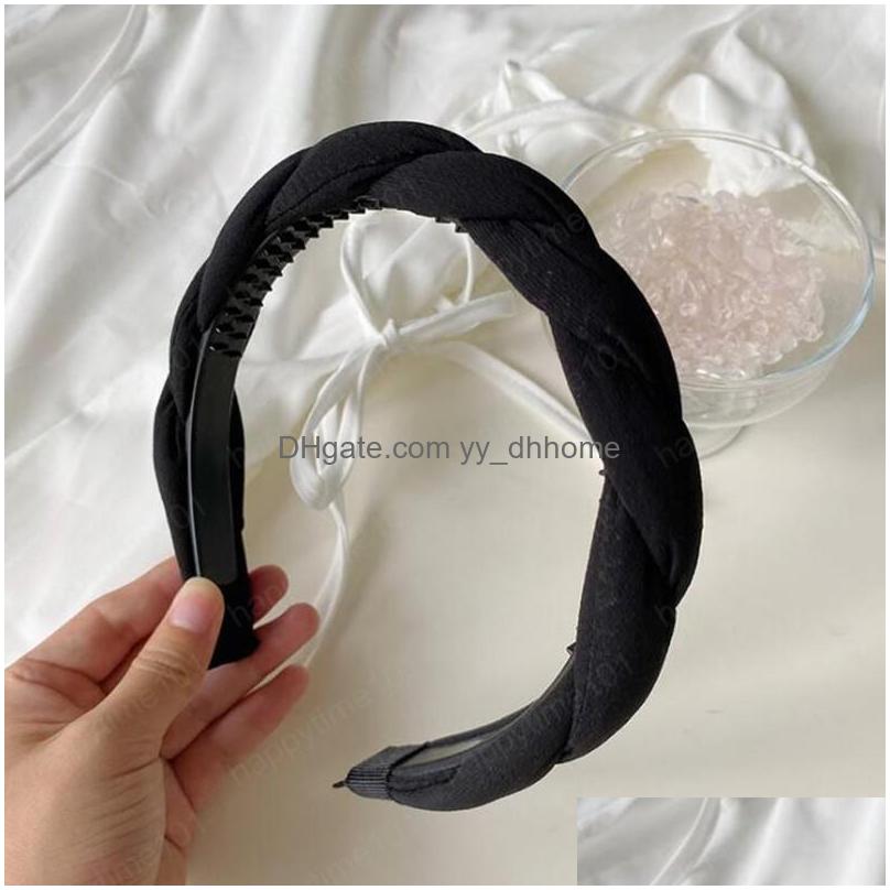 

Headbands Fashion Women Hairband Braid Headband Solid Color Casual Turban Nonslip Teeth Headwear Autumn Hair Accessories Drop Delive Dht6Z
