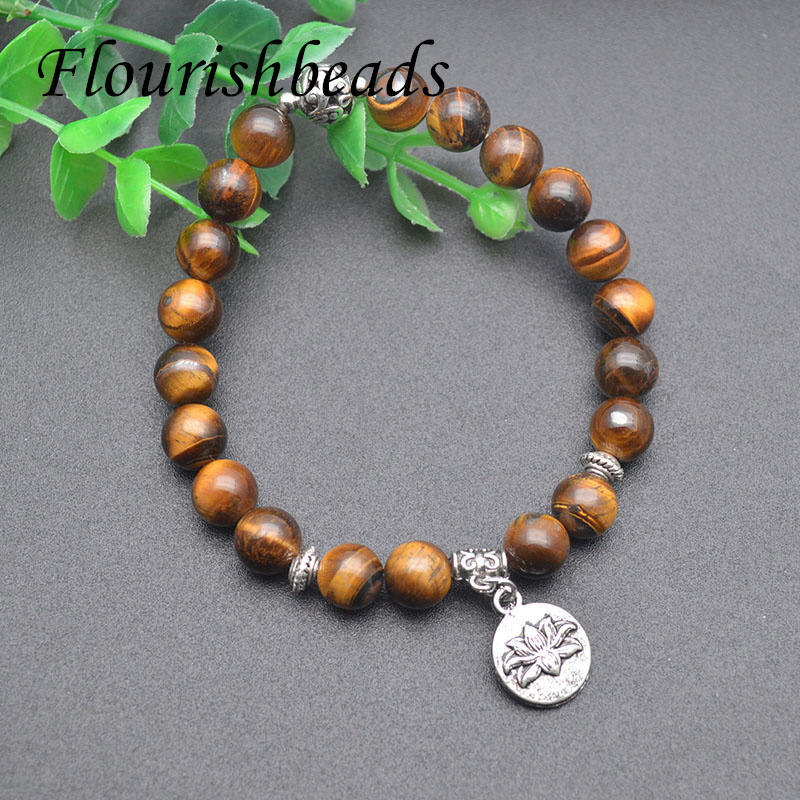 

Fashion Natural Stone Tiger Eye Ameth Rose Quartz Trendy 7 Chakra Beaded Bracelet Energy Bangle Women Man Party Gifts Wholesale