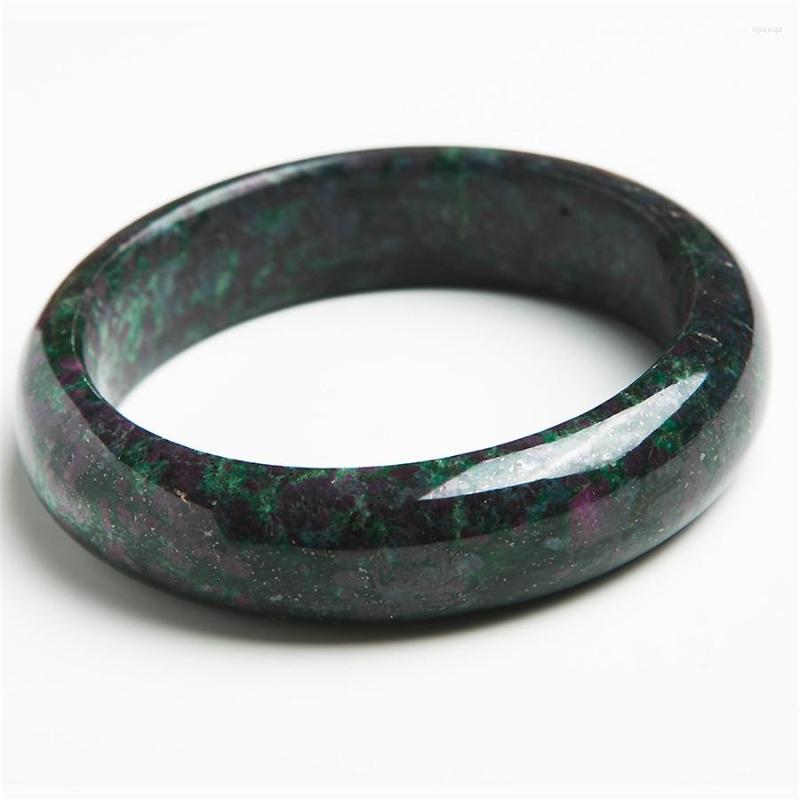 

Bangle Arrival Women Femme Genuine Natural Ru By Zoisite Stone Charm Round Fashion Bangles Jewelry Inner Diameter 54mm