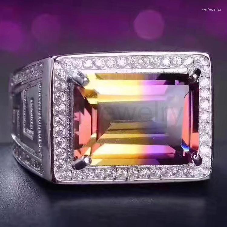 

Cluster Rings Men's Ring Ametrine 925 Sterling Silver 10 14MM 7.3ct Gemstone Fine Jewelry #XY18080217