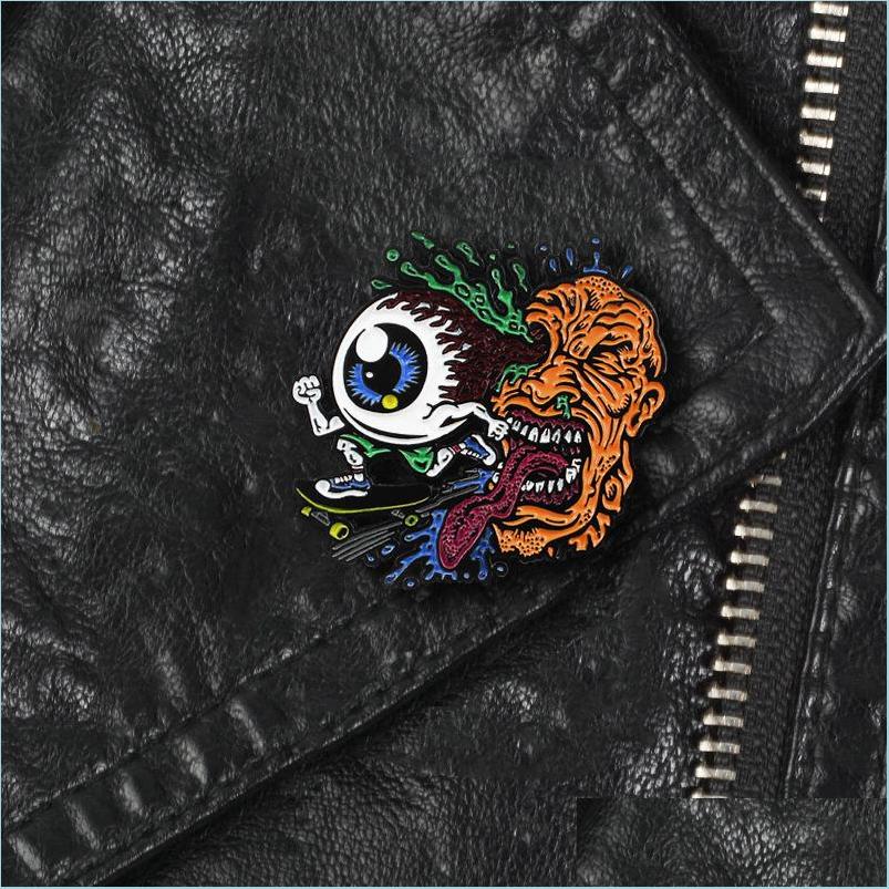 

Pins Brooches Creative Fashion Big Eyes Skateboard Metal Enamel Brooch Aspiring So Badge Pin Fun Trendy Clothing Backpack J Dhgarden Dhaql