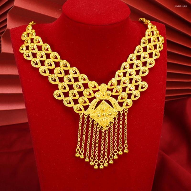 

Pendant Necklaces Luxury Women Collar Chain Tassel 18K Yellow Gold Filled Classic Fashion Pretty Jewelry Gift