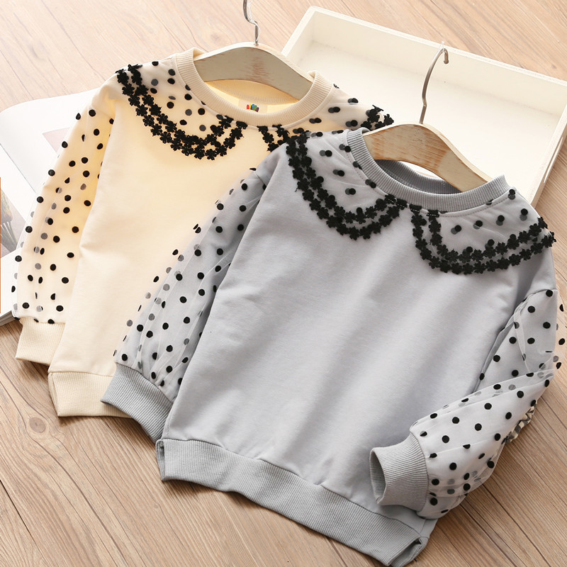 

Pullover Spring Autumn Fashion 2 3 4 6 7 8 9 10 11 12 Years Children Outwear Cotton Lace Patchwork Sweatshirt For Kids Baby Girls 221128, Beige