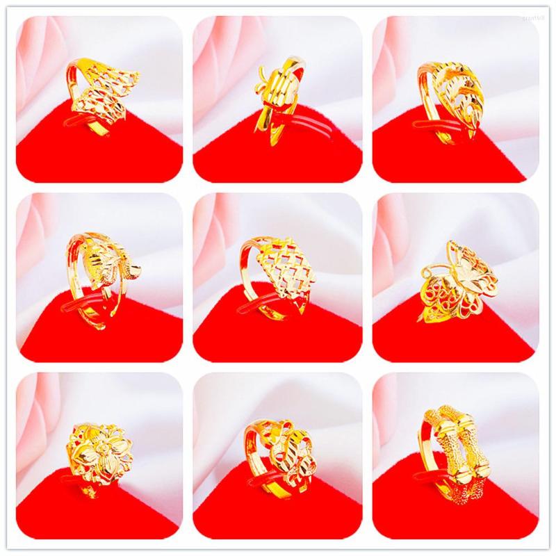 

Cluster Rings Fashion Luxury Designer Promise Ring For Women 24K Gold Heart Butterfly Open Girls Jewelry Bulk Items Wholesale Lots