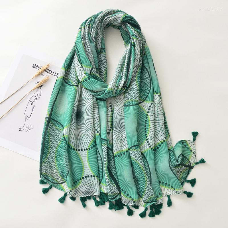 

Scarves 2022 Cotton Big Circle Pattern Tassel Shawls Long Soft Beautiful Dot Scarf Wrap Hijab 6 Color