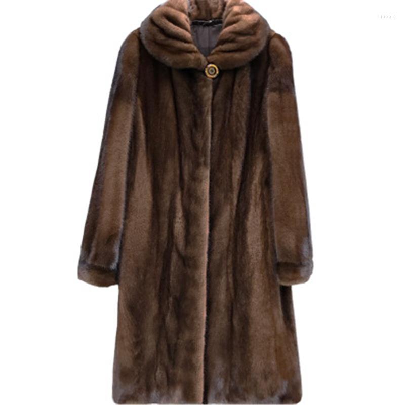 

Women' Fur Woman 90cm Women Clothing -6XL Winter Artificial Economy Mink Coat With A Hood Luxury Fake Coats T542, Coffee