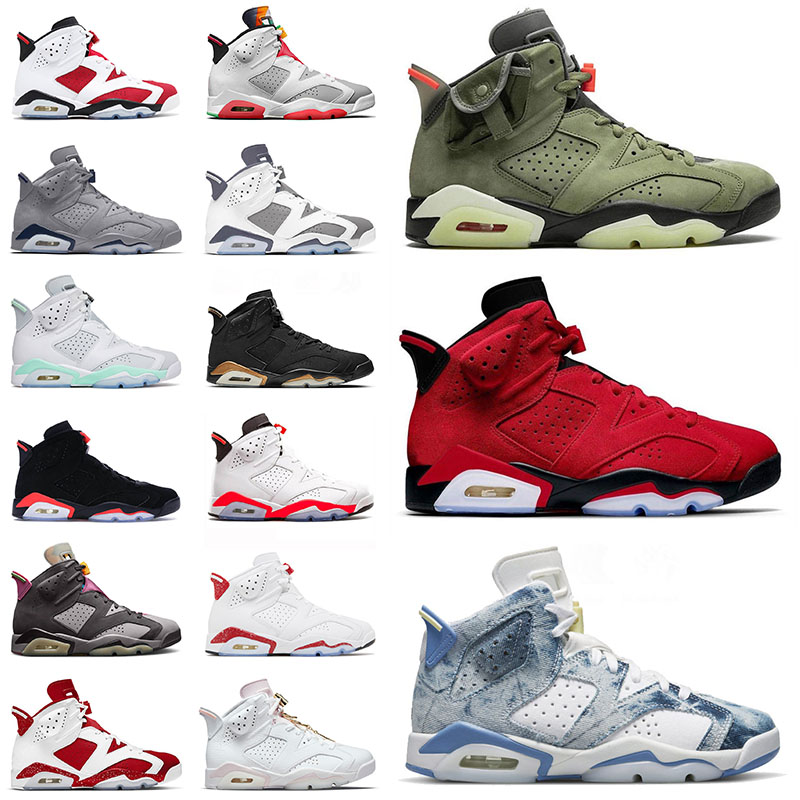 

Mens Womens Jumpman 6 6s VI Basketball Shoes Cool Grey Washed Denim Toro Tiffany Blue Black Cat Red Oreo Metallic Silver Black Infrared Trainers Sneakers, B8 smoke grey 40-47