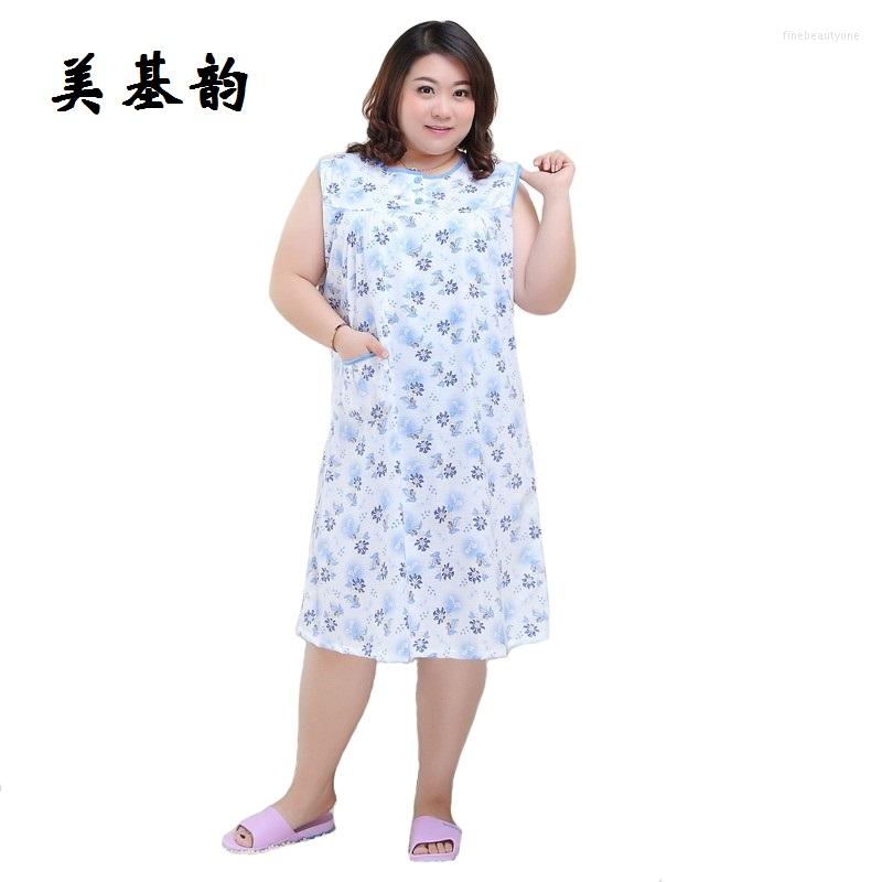 

Women's Sleepwear 2022 Sleeveless Women Large Size Nightgown Elegant Noble Cotton Homedress -5XL, 728 red
