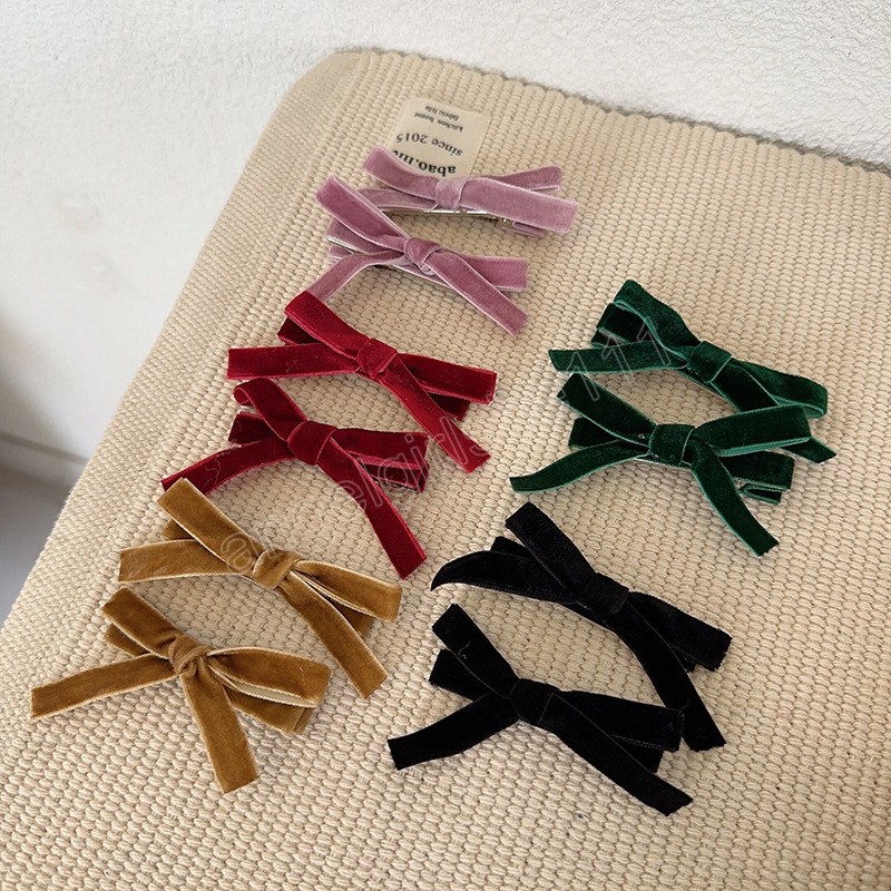

2pcs Color Fashion Hair Bows Clips Vintage Bowknot Side Hairpin Cute Girls Barrettes Headdress Hair Accessories For Women