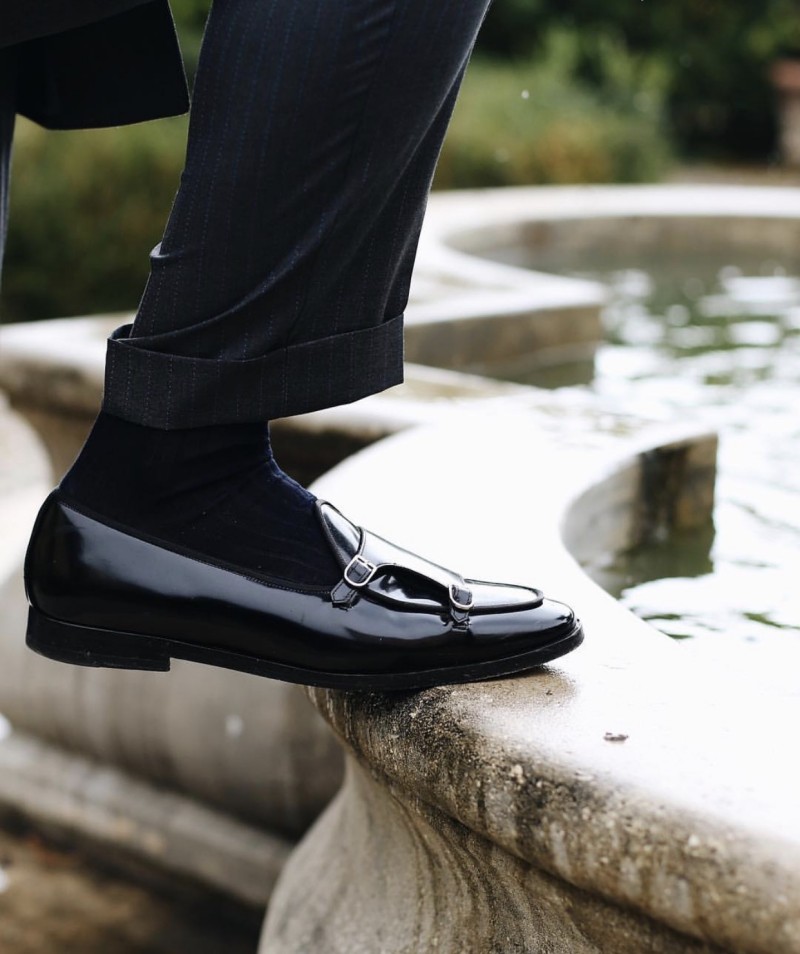 

British Style Cow Leather Monk Strap Shoes Men Fashion Driving Loafers Gentlemen Wedding Dress Shoes, Black