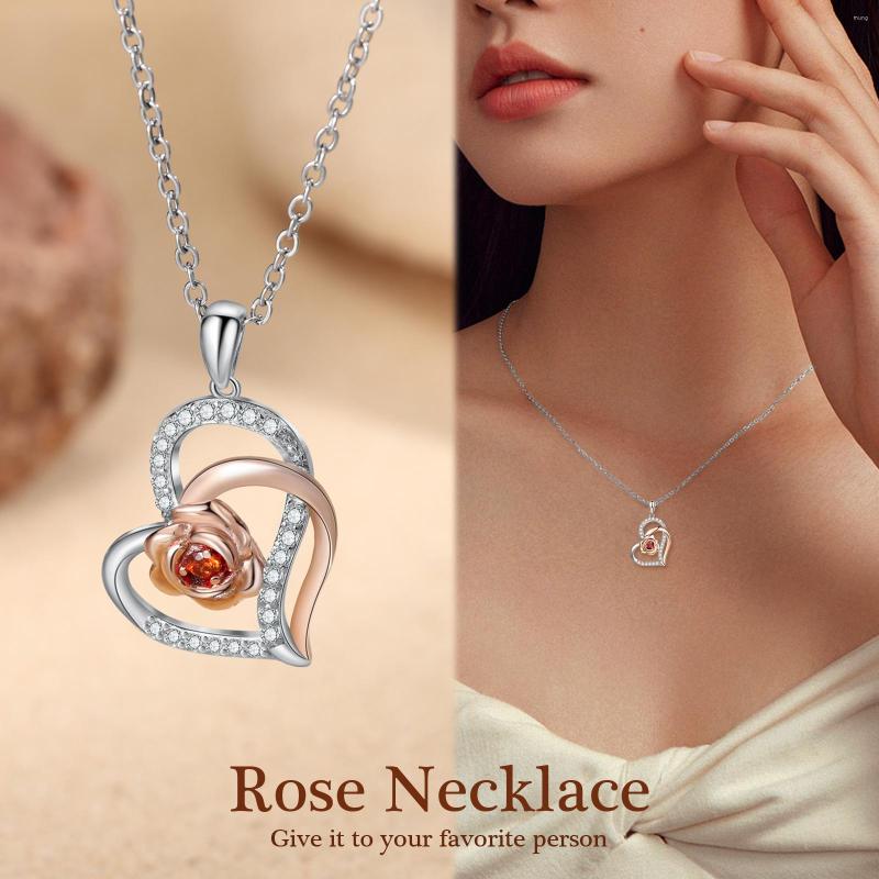 

Chains Heart-shaped Rose Necklaces Pendants With Zircon Women's Neck Chain Choker Fashion Jewelry Wedding For Women 2022