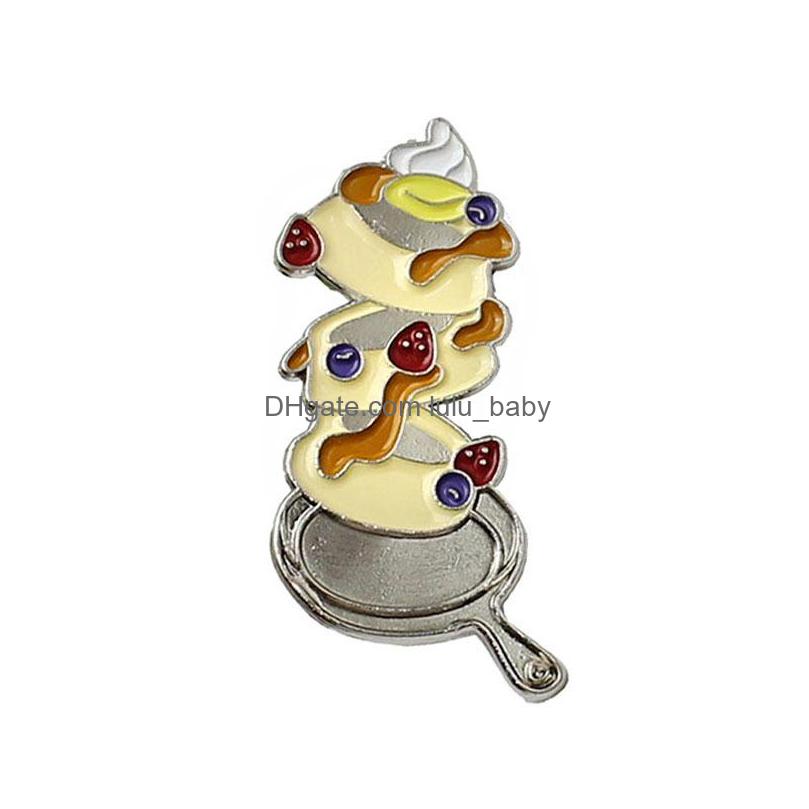 

Pins Brooches Cartoon Delicacy Pins 4Pcs/Set Layered Burger Gyoza Ramen Cake Brooches For Women Enamel Pin Jewelry Metal Badges Den Dhawg