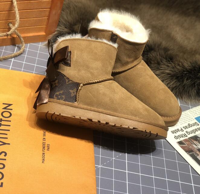 

Boots Snow Boots Plush Boots Classical Design Bowknot Keep Warm Short Winter Leather Sheepskin Hot Sell Aus L Bow U Free Transshipment, Blue 001