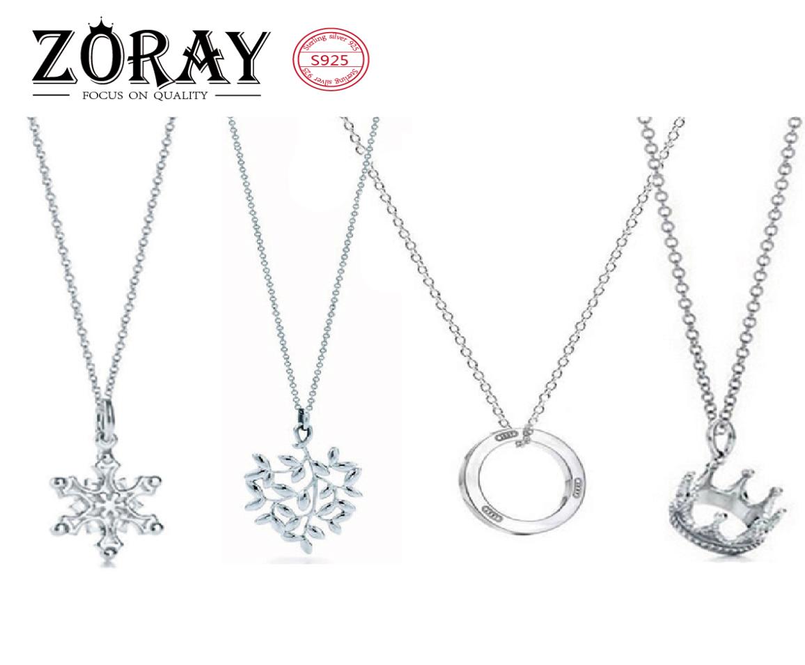 

tiff Crown Round Cake Snowflake Love Branch Party Allmatch Elegant Fashion Classic 925 Sterling Silver Necklace Ladies Favorite C9986141