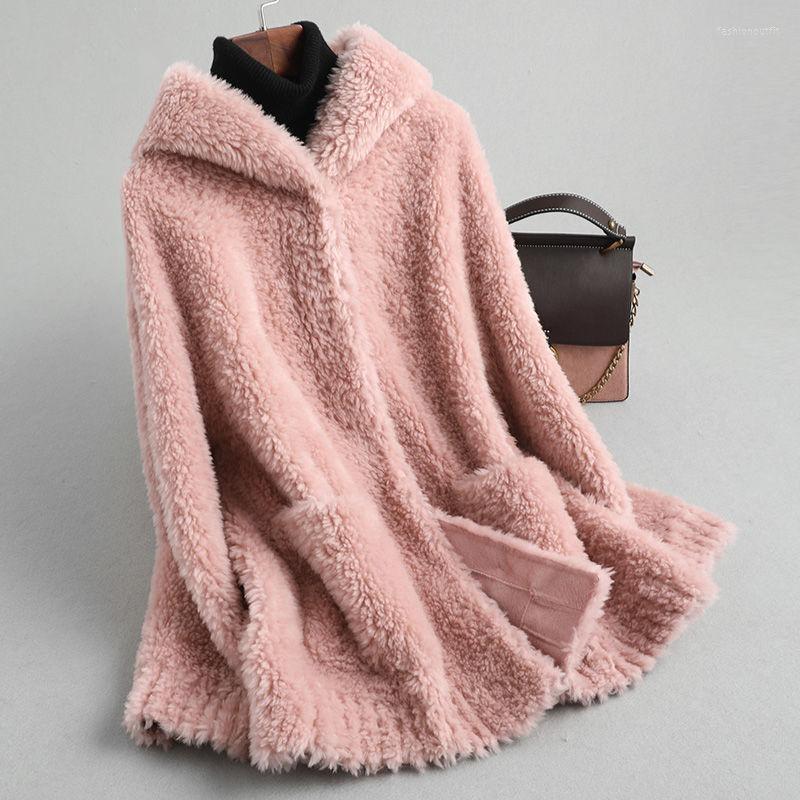 

Women's Fur Women Winter Loose Hooded Faux Jacket Female Long Sleeve Imitation Lamb Coat Ladies Fashion Thick Warm H M77, Light green 0088