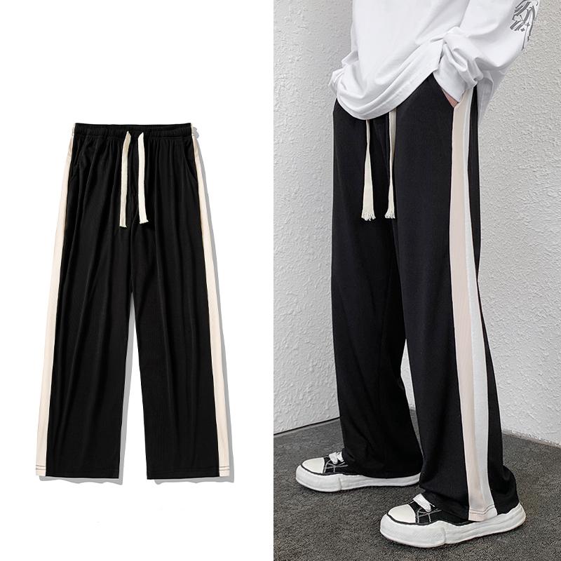 

Men's Pants 2022 Summer Casual Straight Men Trousers Striped Streetwear Cool Men's Fashion Clothing, Gray