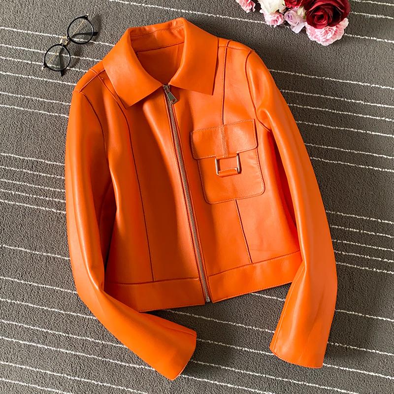 

Women' Leather Winner Autumn High Quality Luxury Sheepskin Genuine Jacket Coat Female Fashion Casual Outerwear 2 Color Plus Size, Black