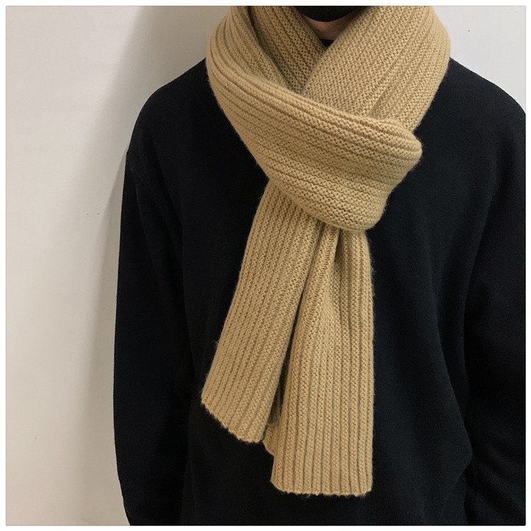 

Scarves Winter Scarf Solid Knitted Men's Scarf Korean Ins Thick Warm Scarf Women Scarves Christmas Gift Year Couples Scarves 221128